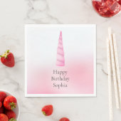 Serviette En Papier Unicorne rose blanc (En situation)