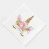 Serviette En Papier Unicorne rose floral (Coin)
