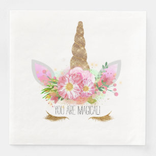 Serviette En Papier Unicorne rose floral