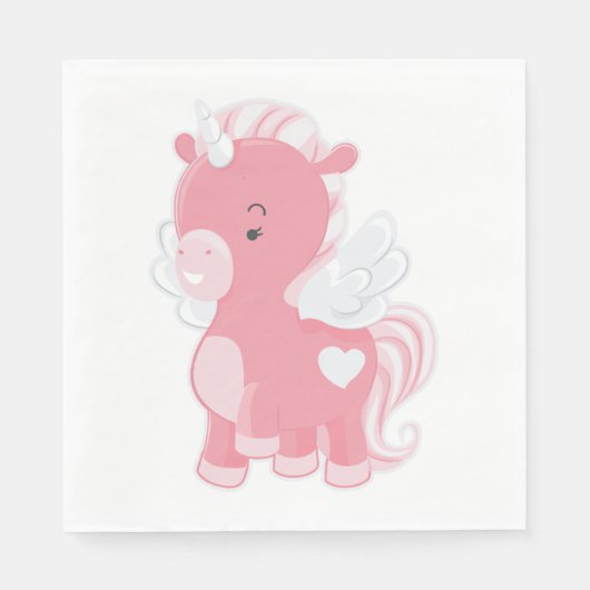 Serviette En Papier Unicorne rose mignonne (Devant)