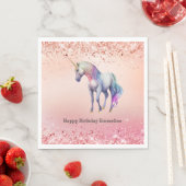 Serviette En Papier Unicorne rose or rose (En situation)