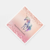 Serviette En Papier Unicorne rose or rose (Coin)