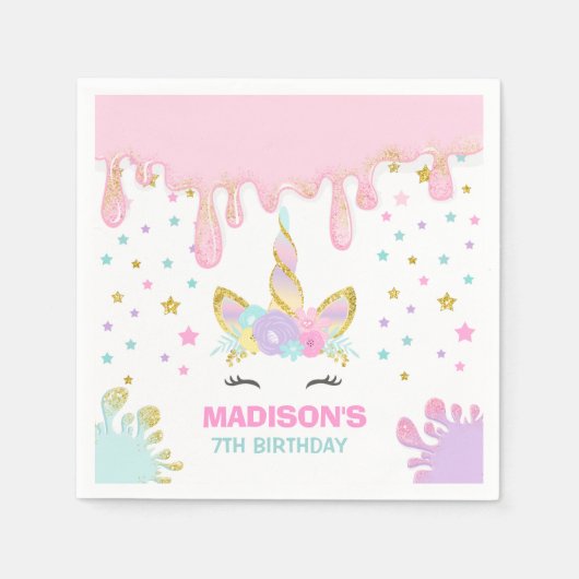 Serviette En Papier Unicorne Slime fête d'anniversaire Napkin Slime Pa (Devant)