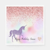 Serviette En Papier Unicorne violet arc-en-ciel rose Parties scintilla (Devant)