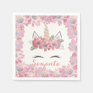 Serviette En Papier Unicorne, Visage Unicorne, personnalisée, girly, f