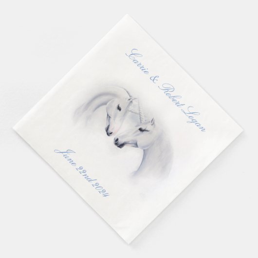 Serviette En Papier Unicornes blanches Aimer Couple (Coin)