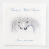 Serviette En Papier Unicornes blanches Aimer Couple (Devant)