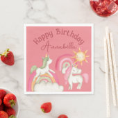 Serviette En Papier Unicornes mignonnes en rose (En situation)
