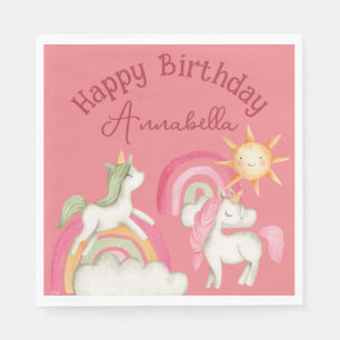 Serviette En Papier Unicornes mignonnes en rose