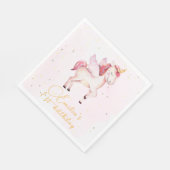 Serviette En Papier Unicornes Pegasus Aquarelle rose Filles d'annivers (Coin)