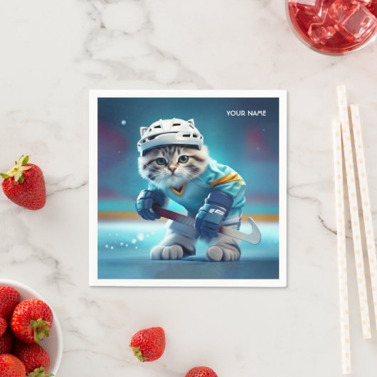 Serviette En Papier Uniforme de hockey sur chat mignon Imaginaire (En situation)