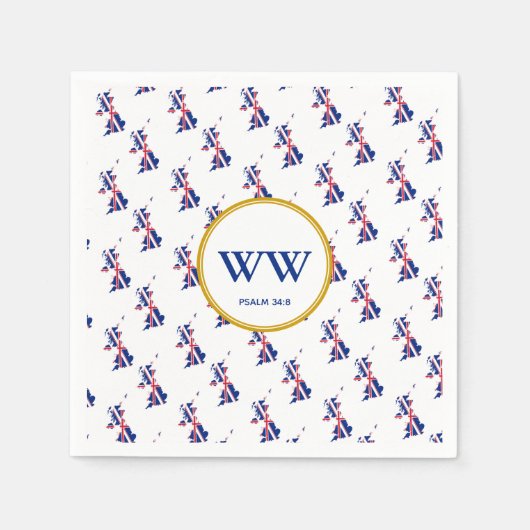 Serviette En Papier UNION JACK Carte Monogramme Livre (Devant)