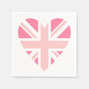 Serviette En Papier Union Jack rose/coeur de drapeau
