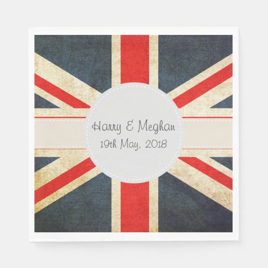 Serviette En Papier Union Jack Royal Mariage Cocktail Napkins (Devant)
