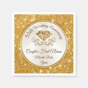 Serviette En Papier Unique 50e Anniversaire Napkins Beverage, Déjeuner