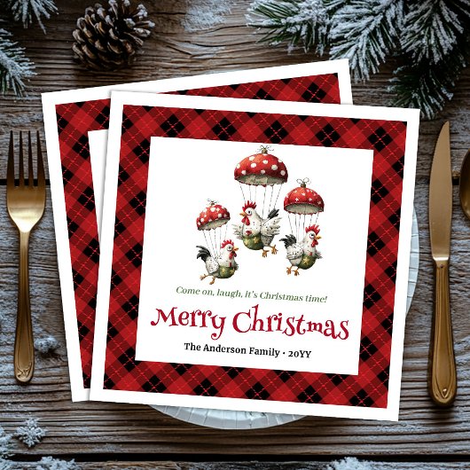 Serviette En Papier Unique Funny Chickens Editable Custom Name Holiday