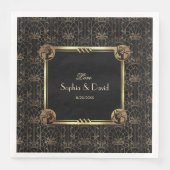 Serviette En Papier Unique Gold Black Great Gatsby Art Déco Mariage (Devant)