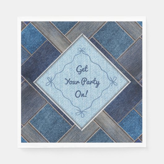 Serviette En Papier Unique Indigo Denim Jeans (Devant)