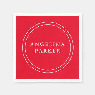 Serviette En Papier Unique moderne minimaliste Rouge clair ton nom