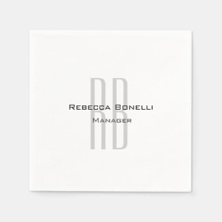 Serviette En Papier Unique Monogramme gris blanc moderne