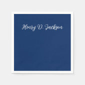 Serviette En Papier Unique Navy Blue Classical Handwriting Plain (Devant)