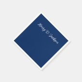 Serviette En Papier Unique Navy Blue Classical Handwriting Plain (Coin)