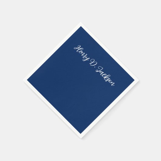 Serviette En Papier Unique Navy Blue Classical Handwriting Plain (Coin)