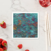 Serviette En Papier Unique paon turquoise, magenta, texture bleu viole (En situation)