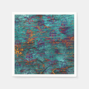 Serviette En Papier Unique paon turquoise, magenta, texture bleu viole