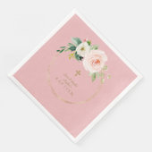 Serviette En Papier Unique Pink Blush Floral Gold Cross Baptism (Coin)