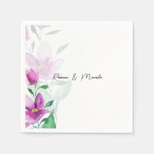 Serviette En Papier Uniquité Des Fleurs D'Aquarelle Violet