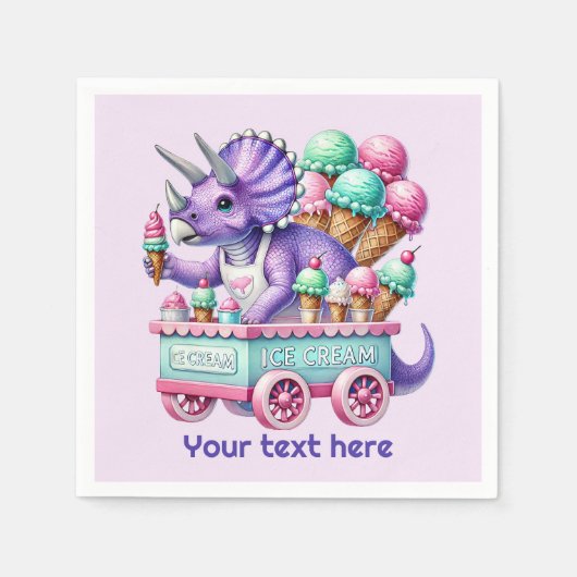 Serviette En Papier Unisex kids dinosaur ice cream party  (Devant)
