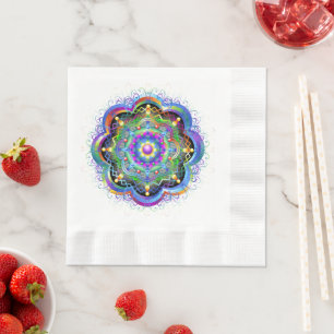 Serviette En Papier Univers Mandala Couleurs Psychédéliques