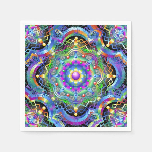 Serviette En Papier Univers Mandala Couleurs Psychédéliques (Devant)