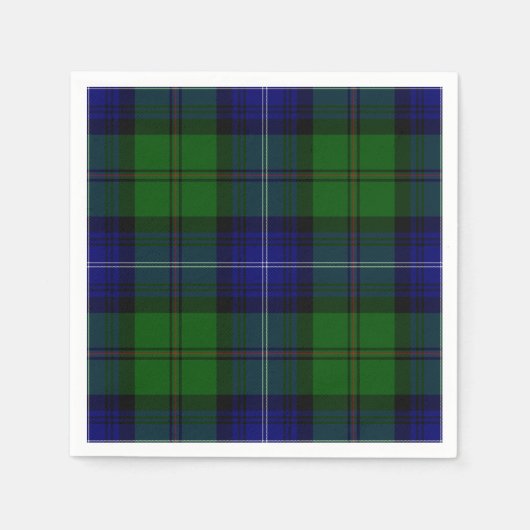Serviette En Papier Urquhart tartan bleu vert plaid (Devant)