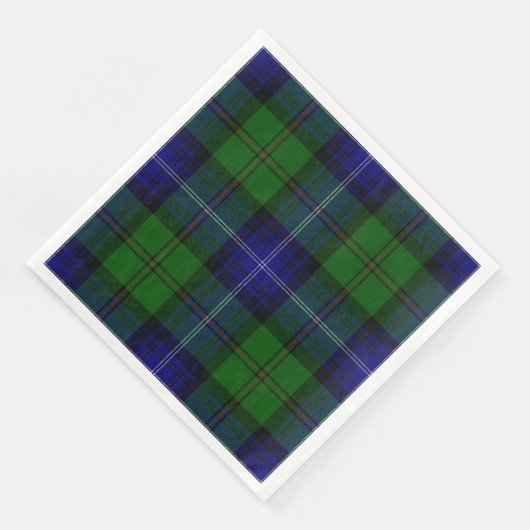 Serviette En Papier Urquhart tartan bleu vert plaid (Coin)
