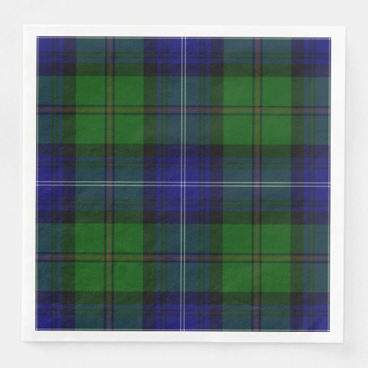 Serviette En Papier Urquhart tartan bleu vert plaid (Devant)