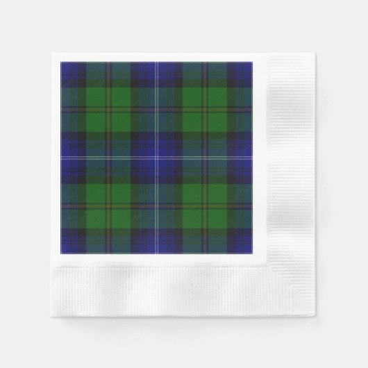 Serviette En Papier Urquhart tartan bleu vert plaid (Devant)