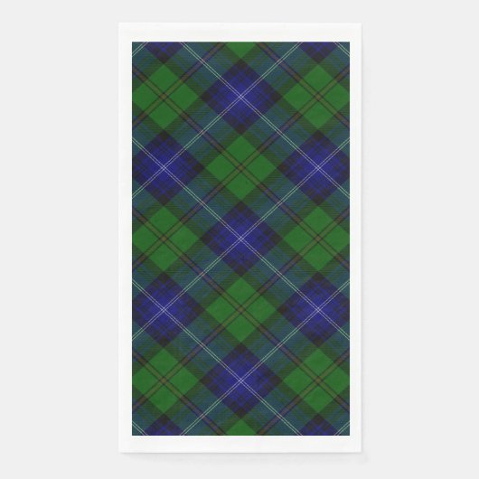 Serviette En Papier Urquhart tartan bleu vert plaid (Devant)