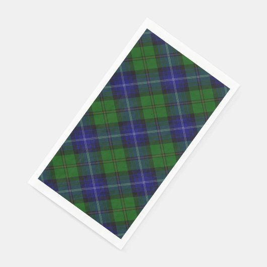 Serviette En Papier Urquhart tartan bleu vert plaid (Coin)