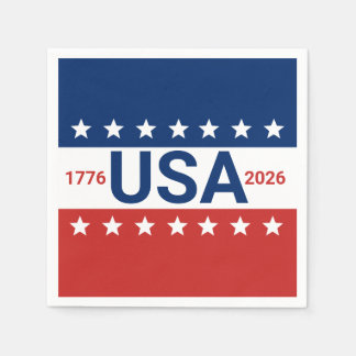 Serviette En Papier USA 1776 2026 250th Anniversary Red White Blue