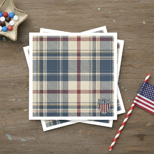 Serviette En Papier USA 250 Plaid Américain Motif de Bouclier ID1301