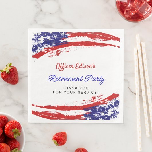 Serviette En Papier USA American Flag Military Retirement Party (En situation)