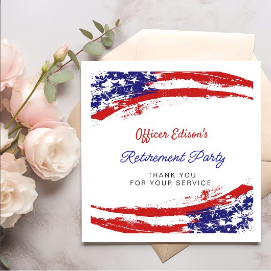 Serviette En Papier USA American Flag Military Retirement Party