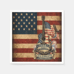 Serviette En Papier USA Amérique 250e anniversaire Vintage Patriotique