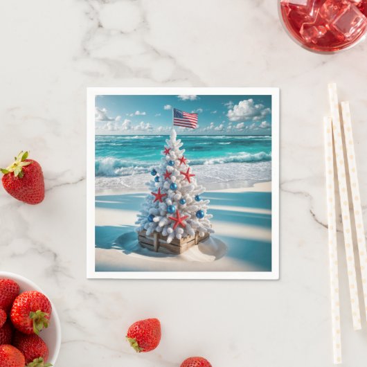 Serviette En Papier USA Flag Christmas Tree (En situation)