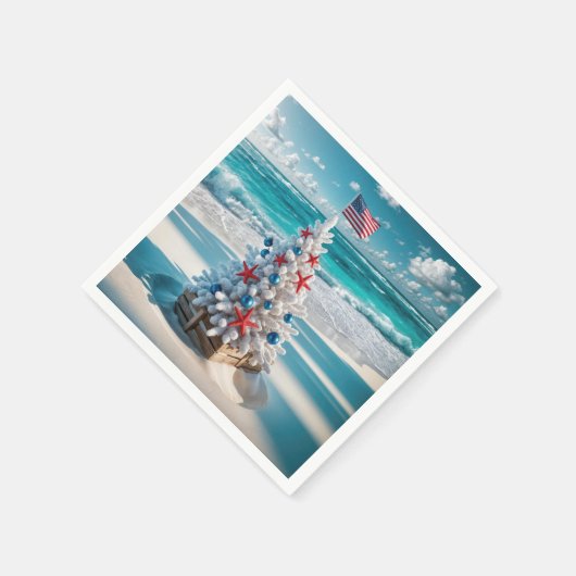 Serviette En Papier USA Flag Christmas Tree (Coin)