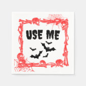 Serviette En Papier "USE MOI" Skeleton & Bat Halloween Party (Devant)