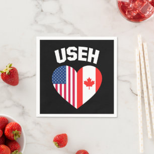 Serviette En Papier USEH America Canada Drapeau drôle Américain Canadi