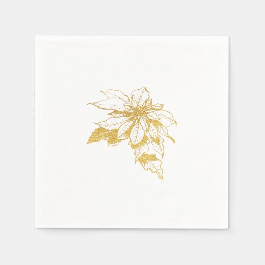 Serviette En Papier Vacances botaniques d'or Poinsettia (Devant)